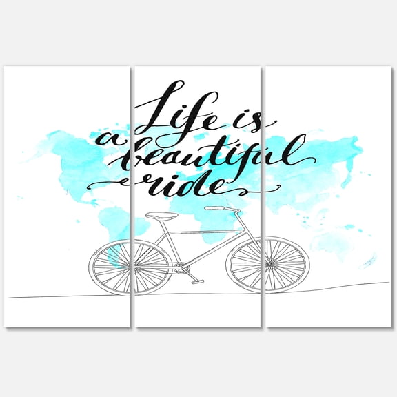 Designart ' Life Is A Beautiful Ride With Bicycle ' Traditional Canvas Wall Art Print