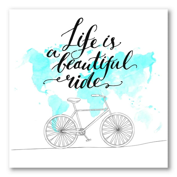 Designart ' Life Is A Beautiful Ride With Bicycle ' Traditional Canvas Wall Art Print