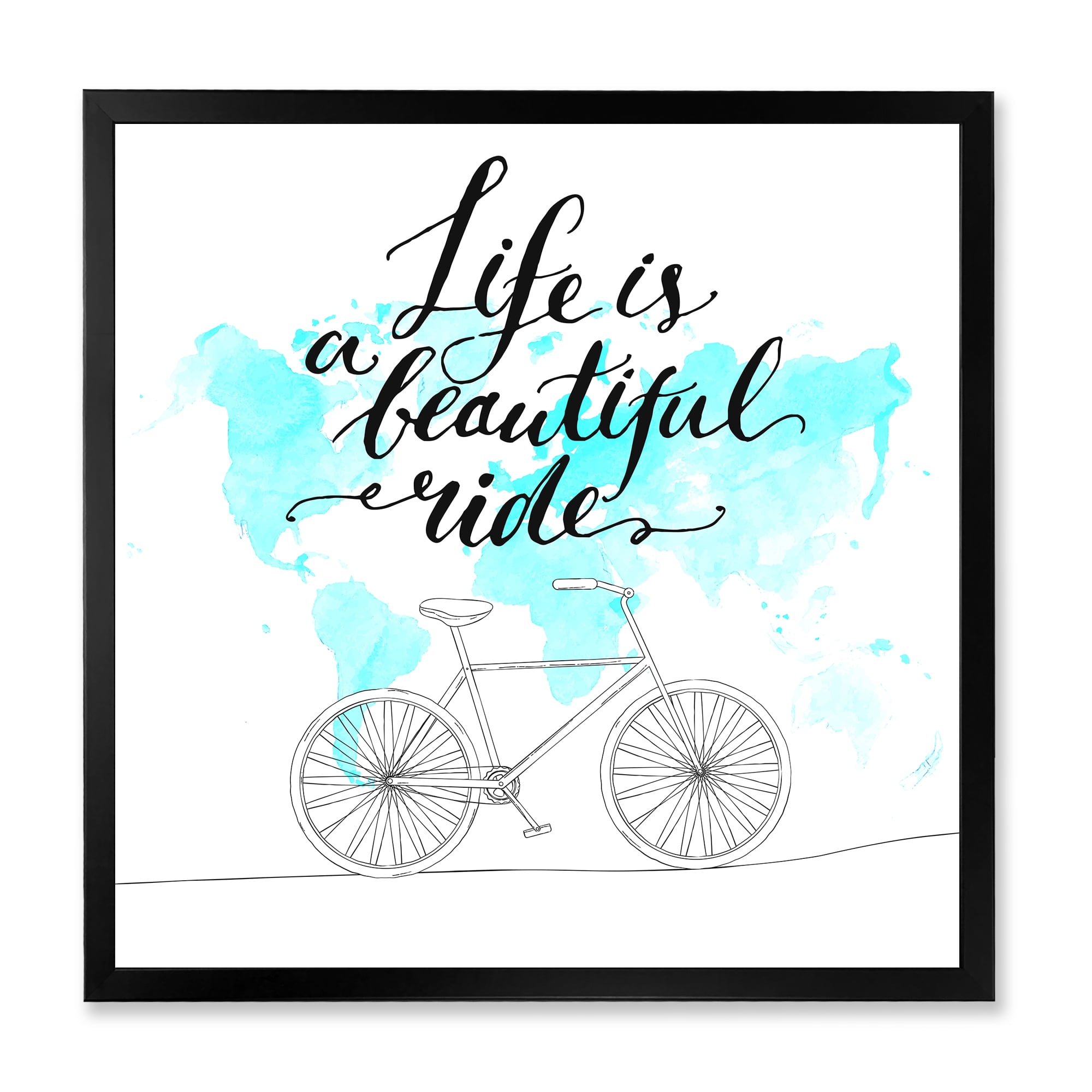Designart 'Life Is A Beautiful Ride With Bicycle' Traditional Framed Art Print