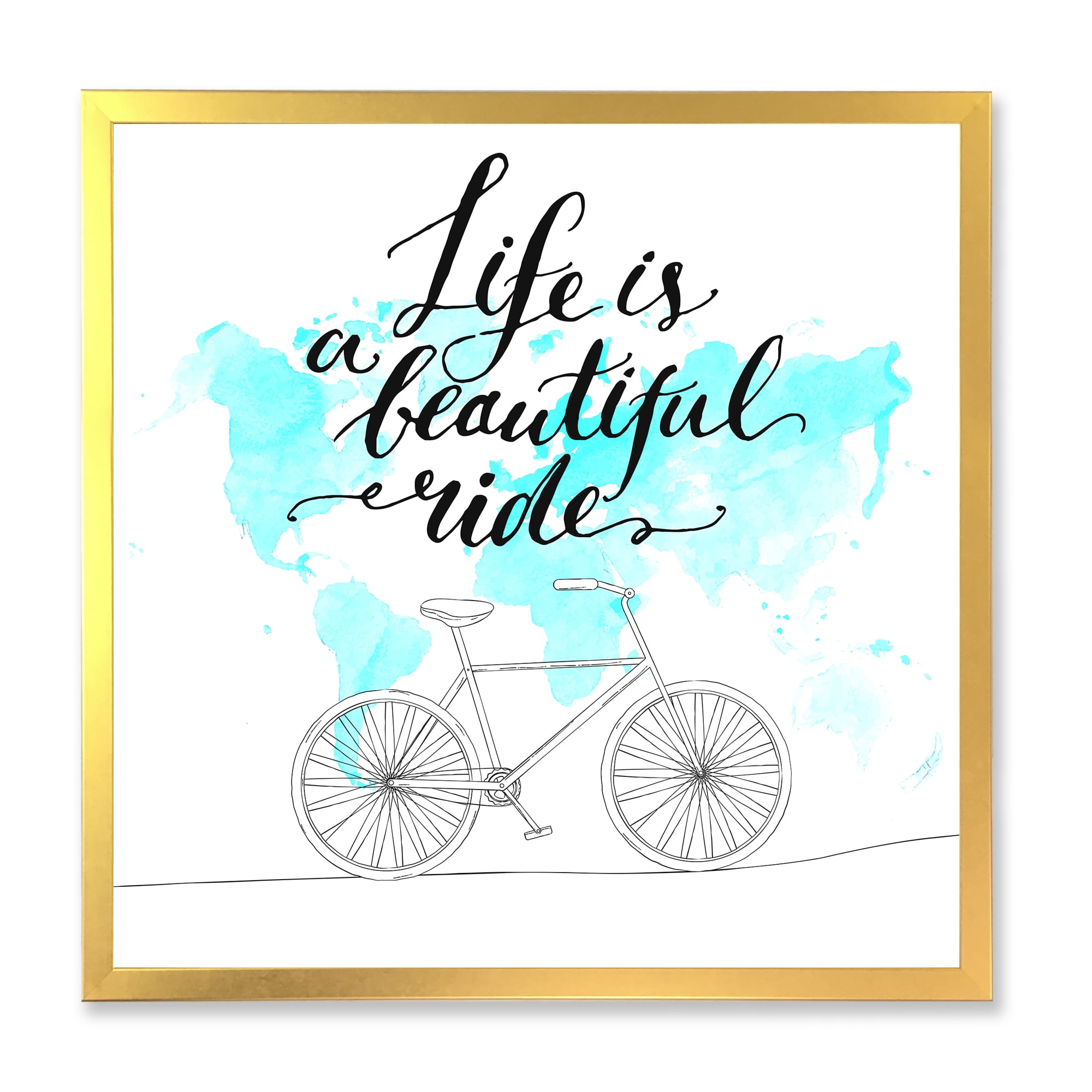 Designart 'Life Is A Beautiful Ride With Bicycle' Traditional Framed Art Print