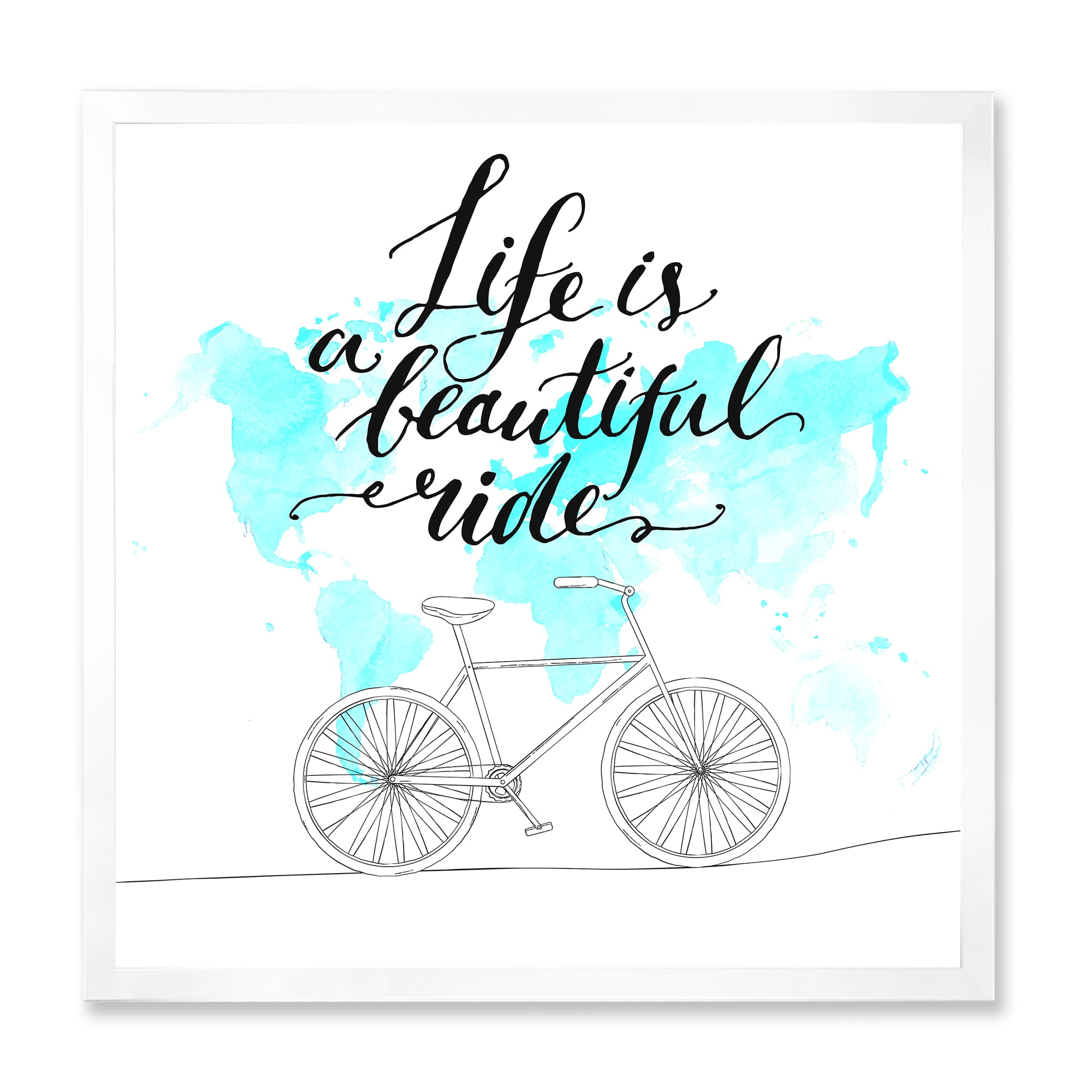 Designart 'Life Is A Beautiful Ride With Bicycle' Traditional Framed Art Print