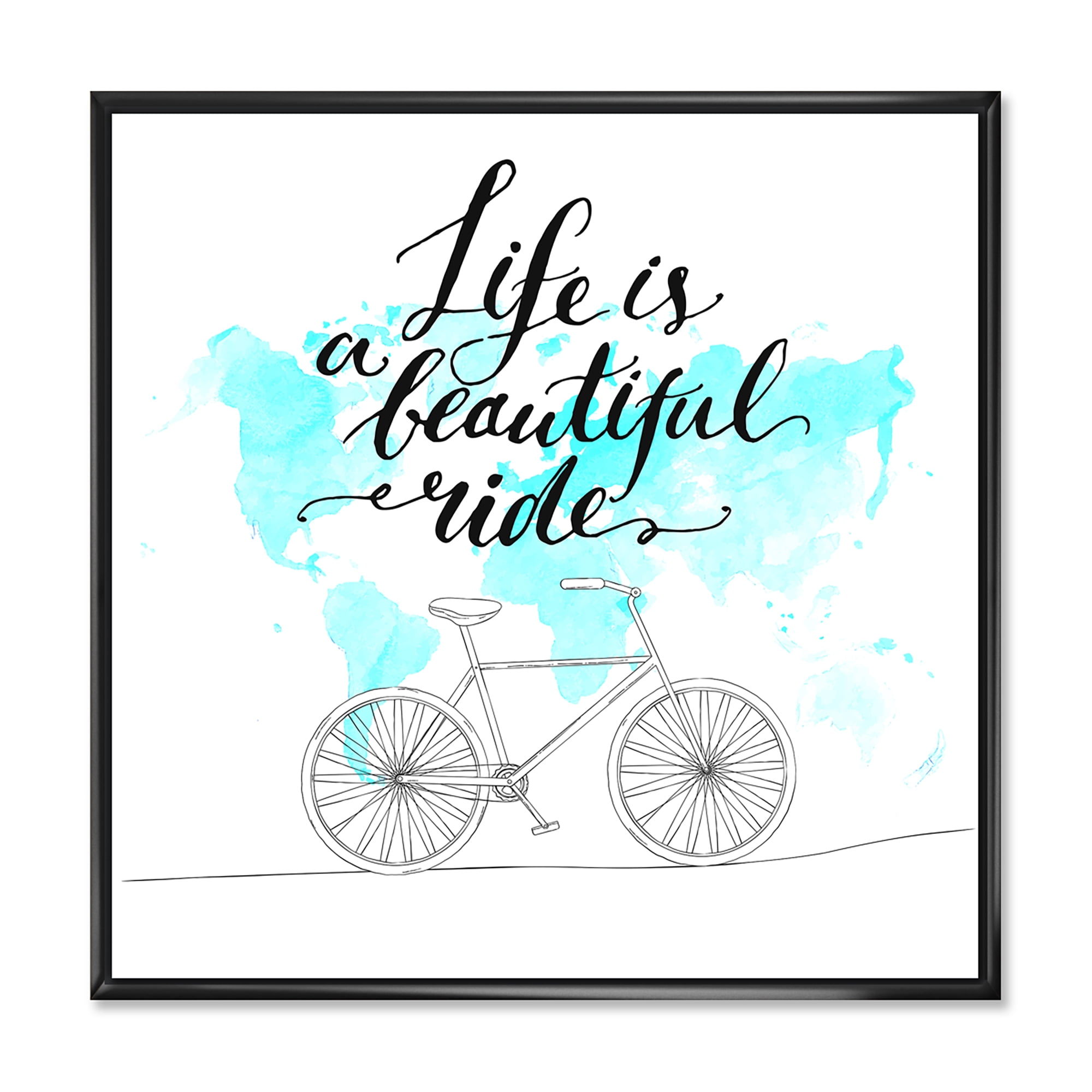 Designart 'Life Is A Beautiful Ride With Bicycle' Traditional Framed Canvas Wall Art Print