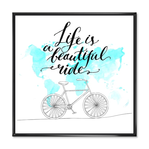 Designart 'Life Is A Beautiful Ride With Bicycle' Traditional Framed Canvas Wall Art Print