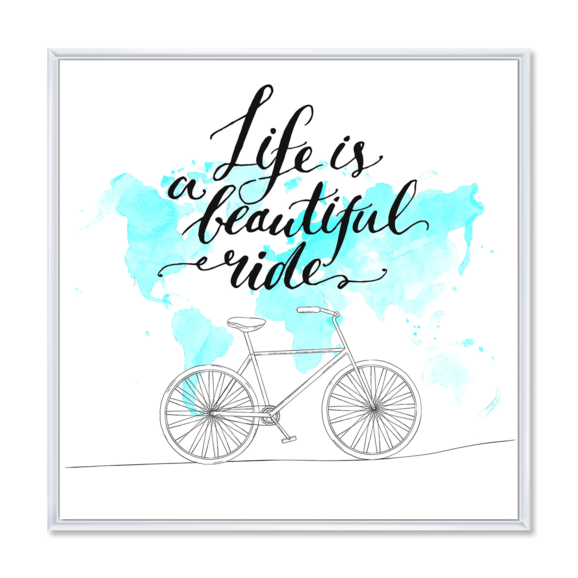 Designart 'Life Is A Beautiful Ride With Bicycle' Traditional Framed Canvas Wall Art Print