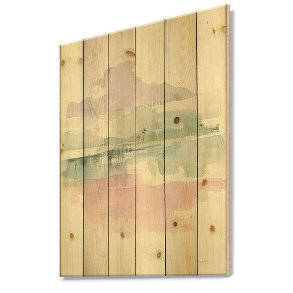 Designart 'Lifting Pink Fog' Shabby Chic Print on Natural Pine Wood