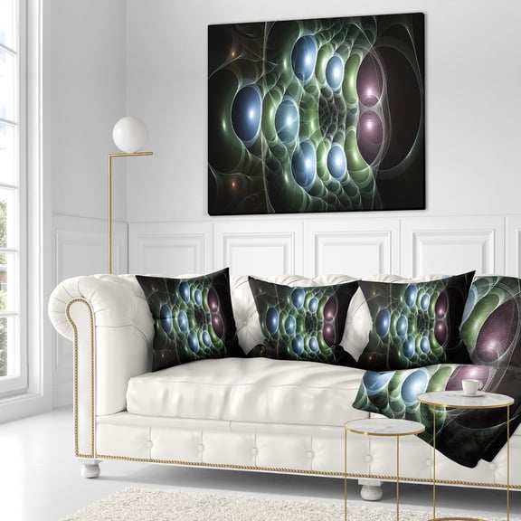 Designart Light Blue 3D Surreal Circles - Abstract Throw Pillow - 16x16