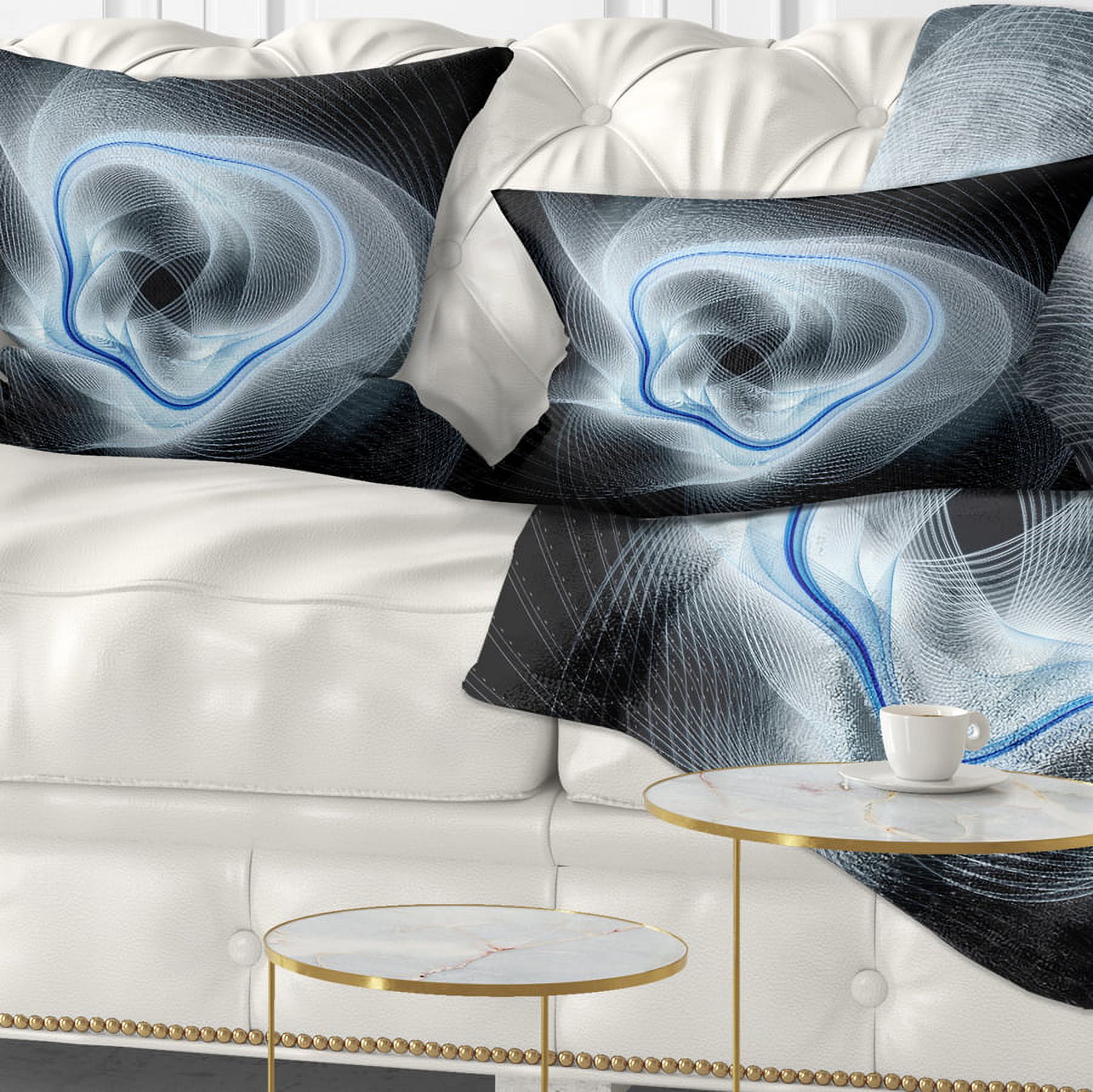 Designart Light Blue Abstract Fractal Flower - Floral Throw Pillow - 12x20