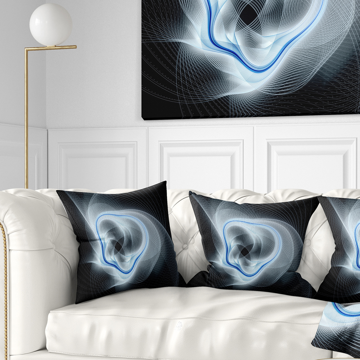Designart Light Blue Abstract Fractal Flower - Floral Throw Pillow - 16x16