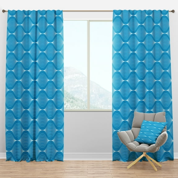 Designart 'Light Blue Abstract Wave pattern' Mid-Century Modern Blackout Curtain Panel
