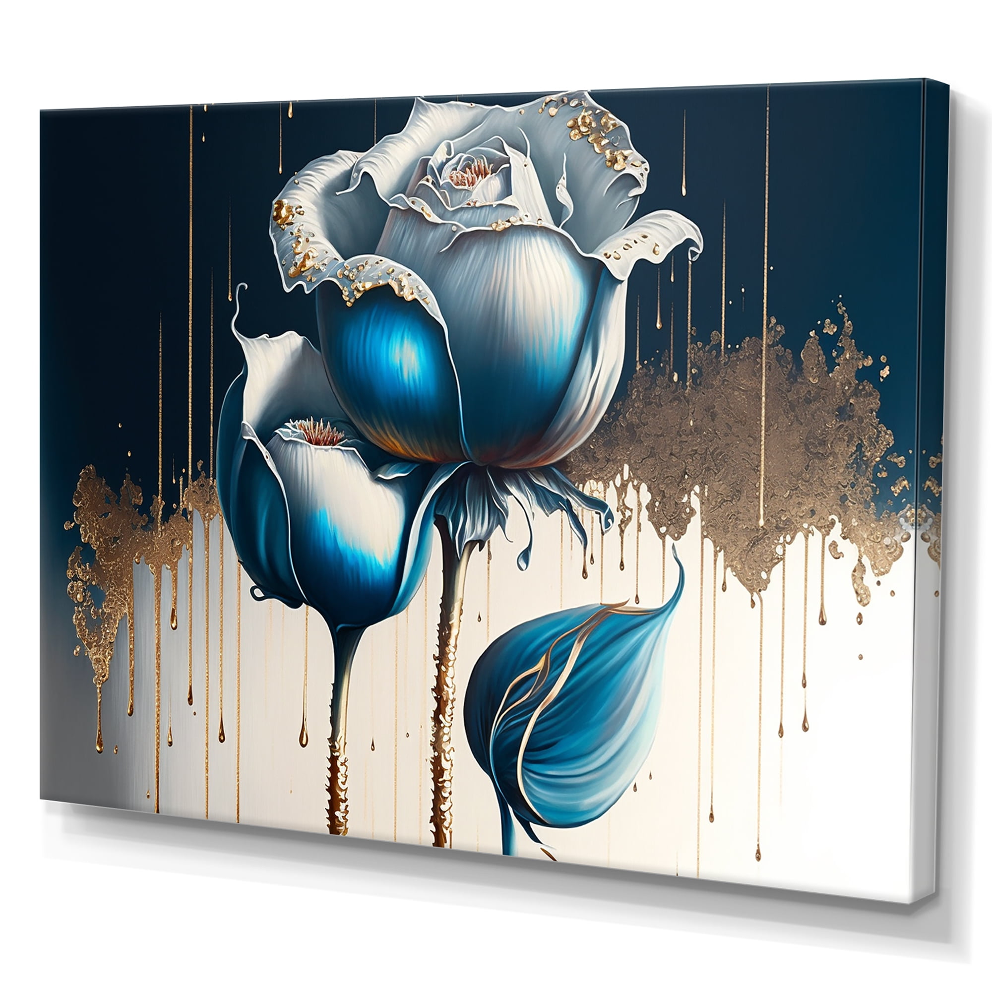 Designart Light Blue And White Cally Lillies I Canvas Wall Art