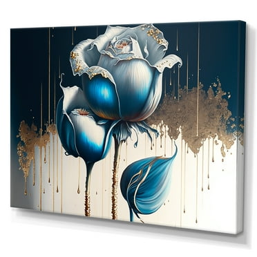 Designart Light Blue And White Cally Lillies I Canvas Wall Art