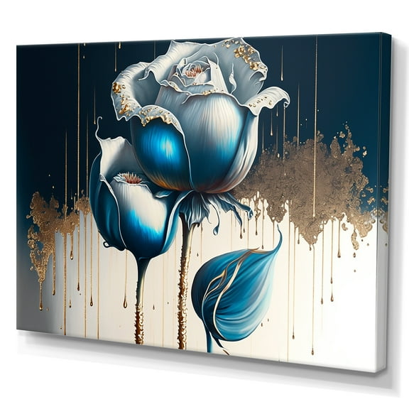Designart Light Blue And White Cally Lillies I Canvas Wall Art