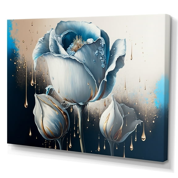 Designart Light Blue And White Cally Lillies II Canvas Wall Art