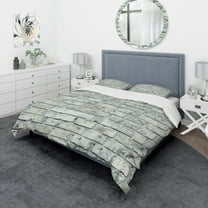 Designart 'Light Blue Bricks' Modern & Contemporary Duvet Cover Set