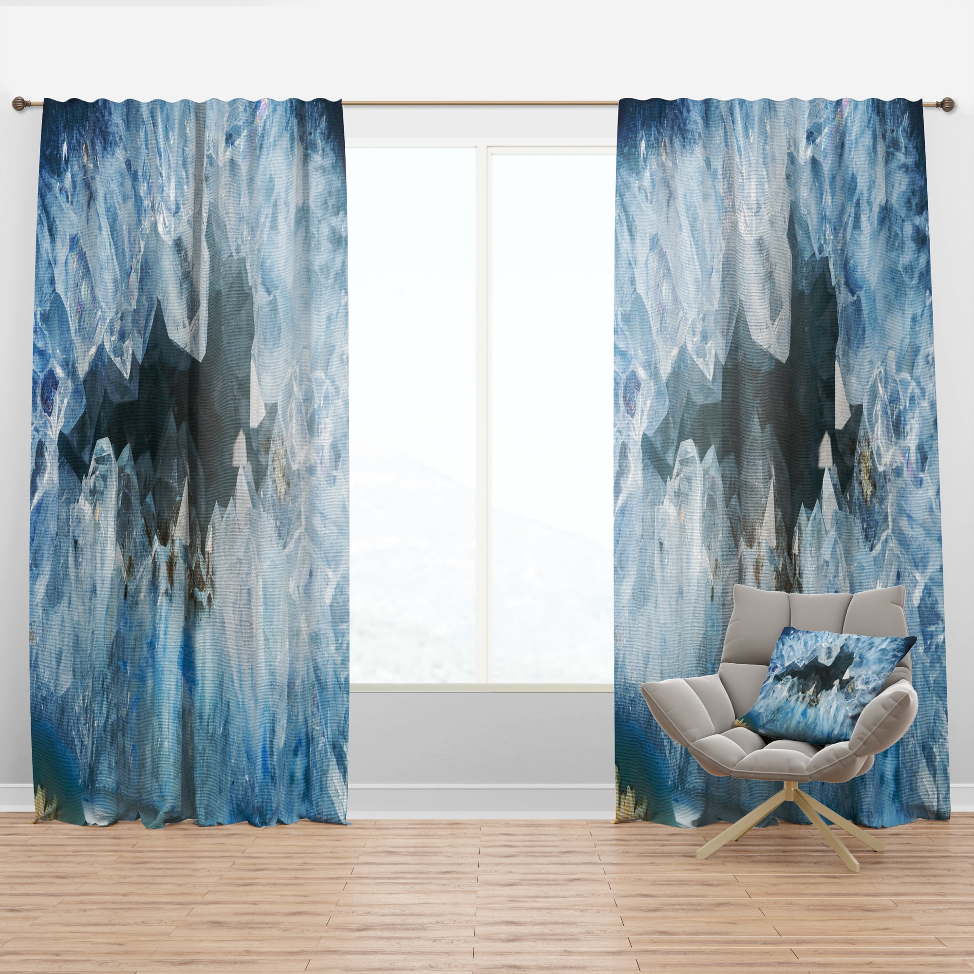 Designart 'Light Blue Crystals With Geode Interior' Mid-Century Modern Curtain Panel