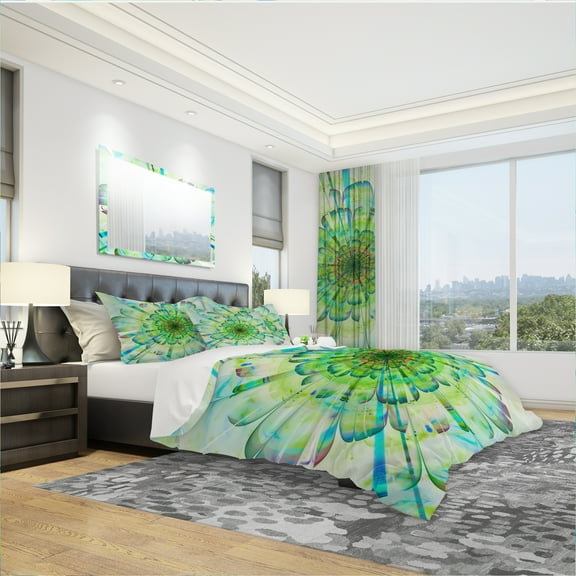 Designart 'Light Blue Digital Flower Petals Close Up' Modern & Contemporary Duvet Cover Set
