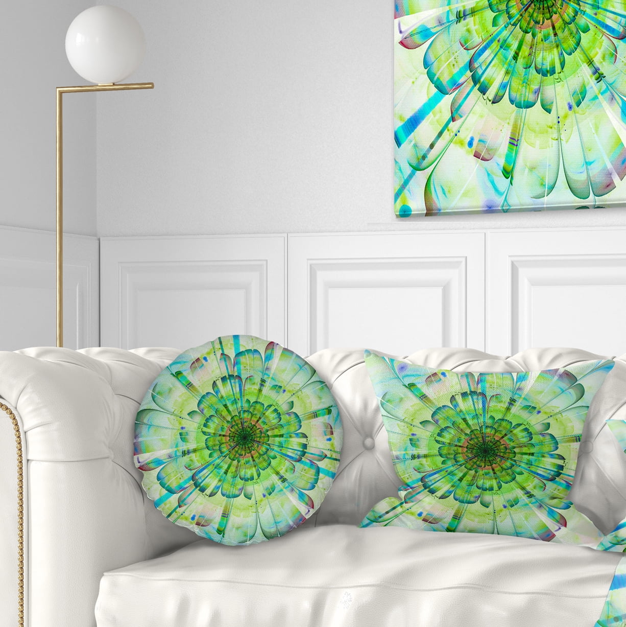 Designart Light Blue Digital Flower Petals Close up - Floral Throw Pillow - 12x20