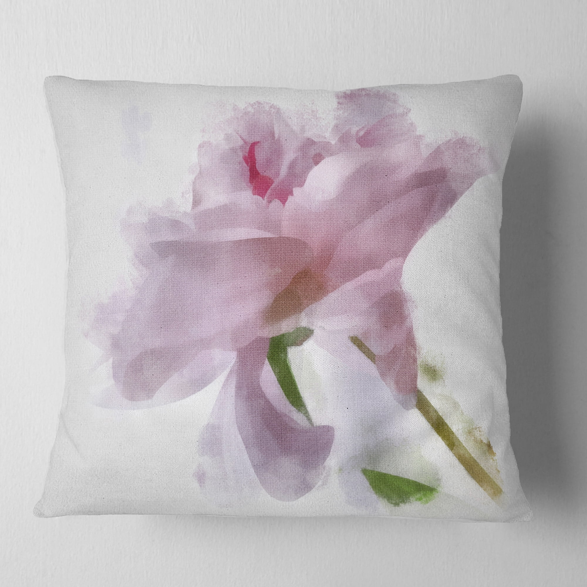 Designart Light Blue Flower with Paint Splashes - Floral Throw Pillow - 18x18