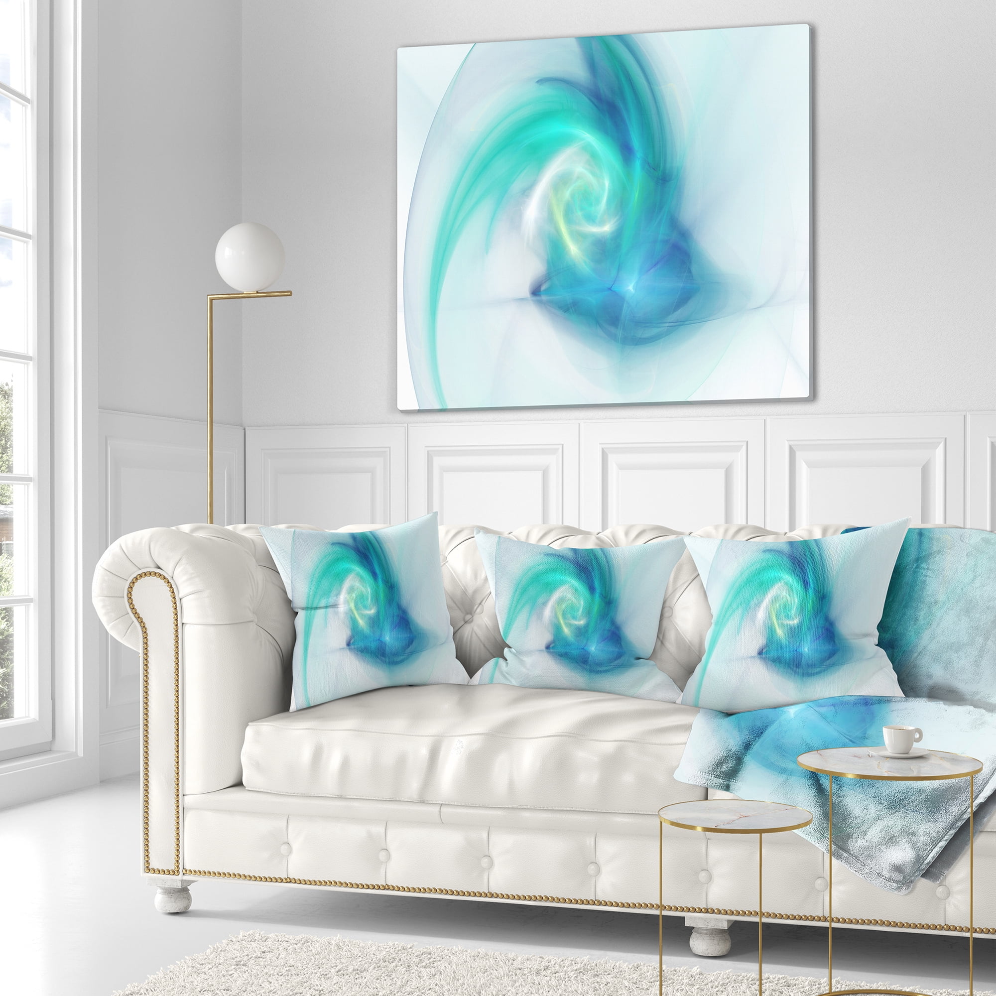 Designart Light Blue Fractal Abstract Texture - Abstract Throw Pillow - 18x18