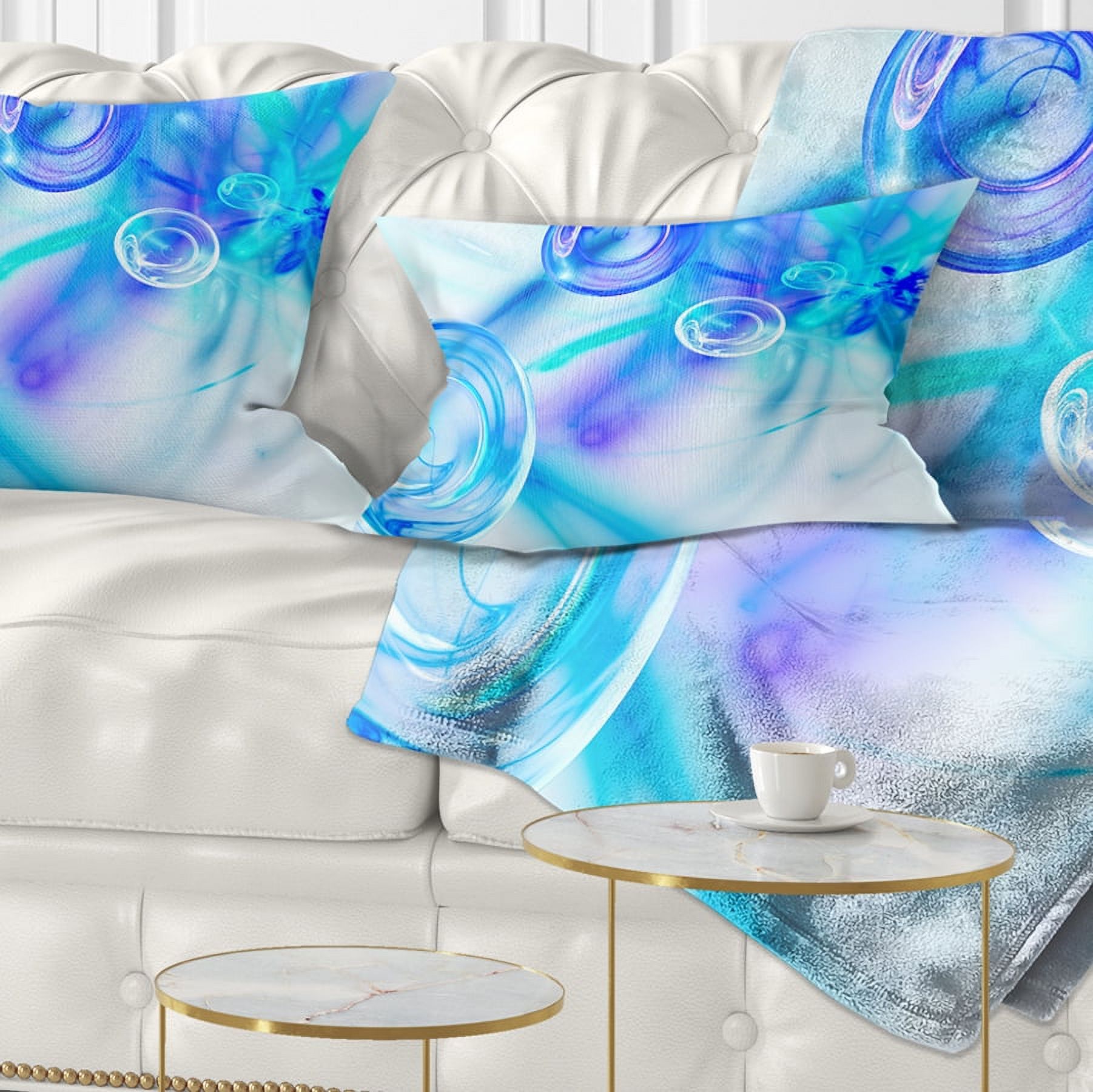 Designart Light Blue Fractal Desktop - Abstract Throw Pillow - 12x20