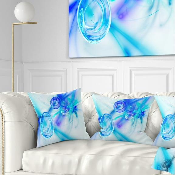 Designart Light Blue Fractal Desktop - Abstract Throw Pillow - 16x16