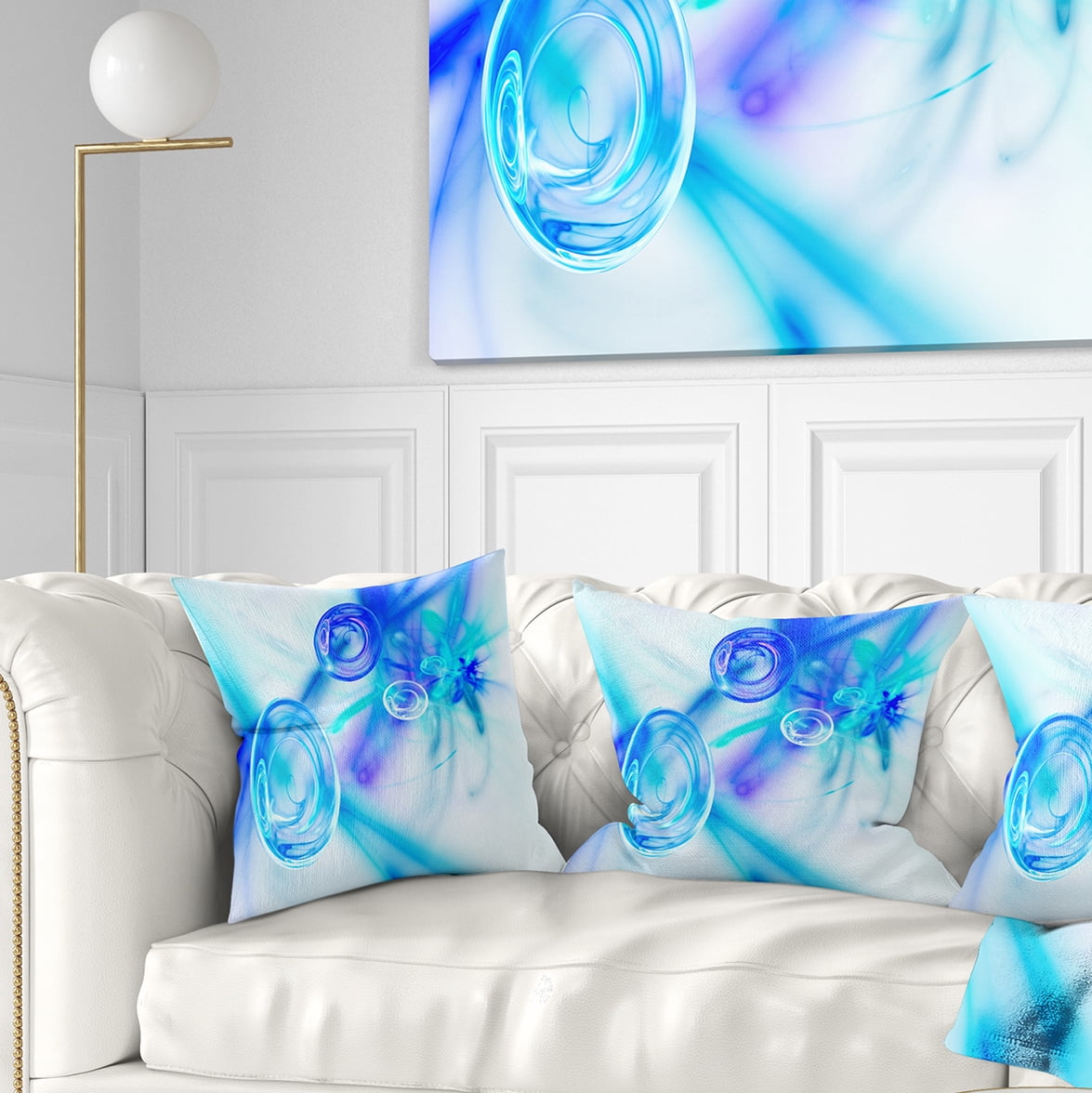 Designart Light Blue Fractal Desktop - Abstract Throw Pillow - 18x18