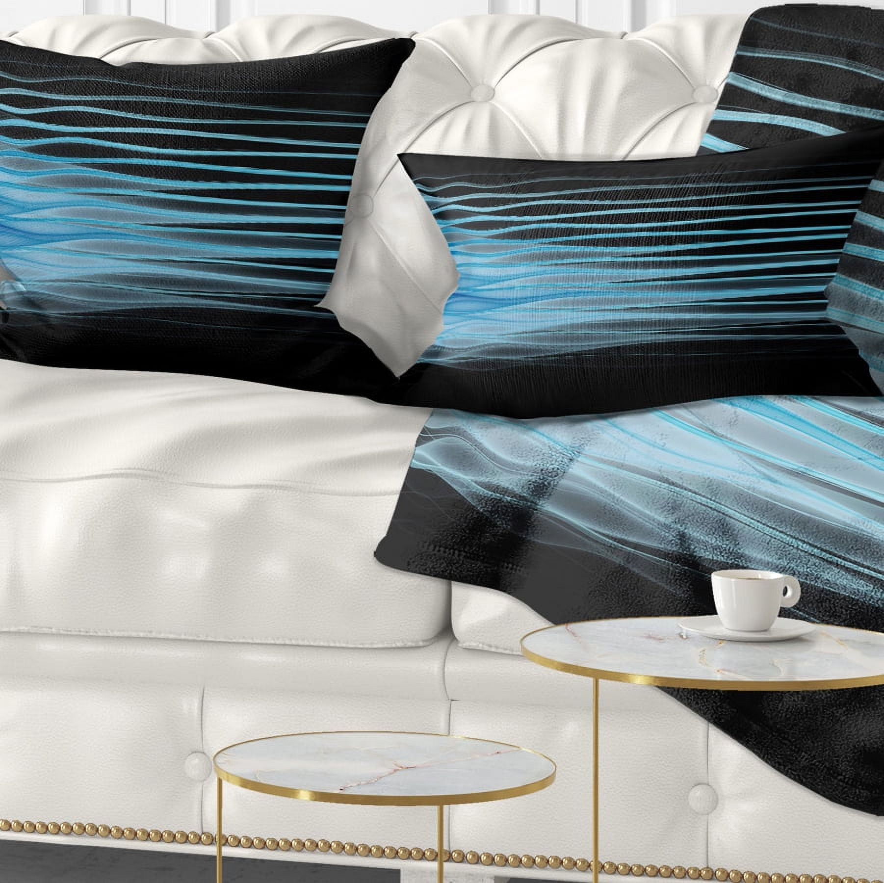 Designart Light Blue Fractal Flames - Abstract Throw Pillow - 12x20