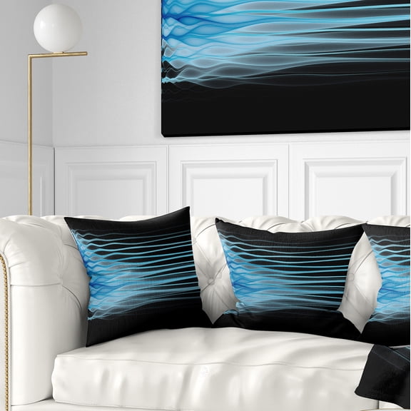 Designart Light Blue Fractal Flames - Abstract Throw Pillow - 16x16