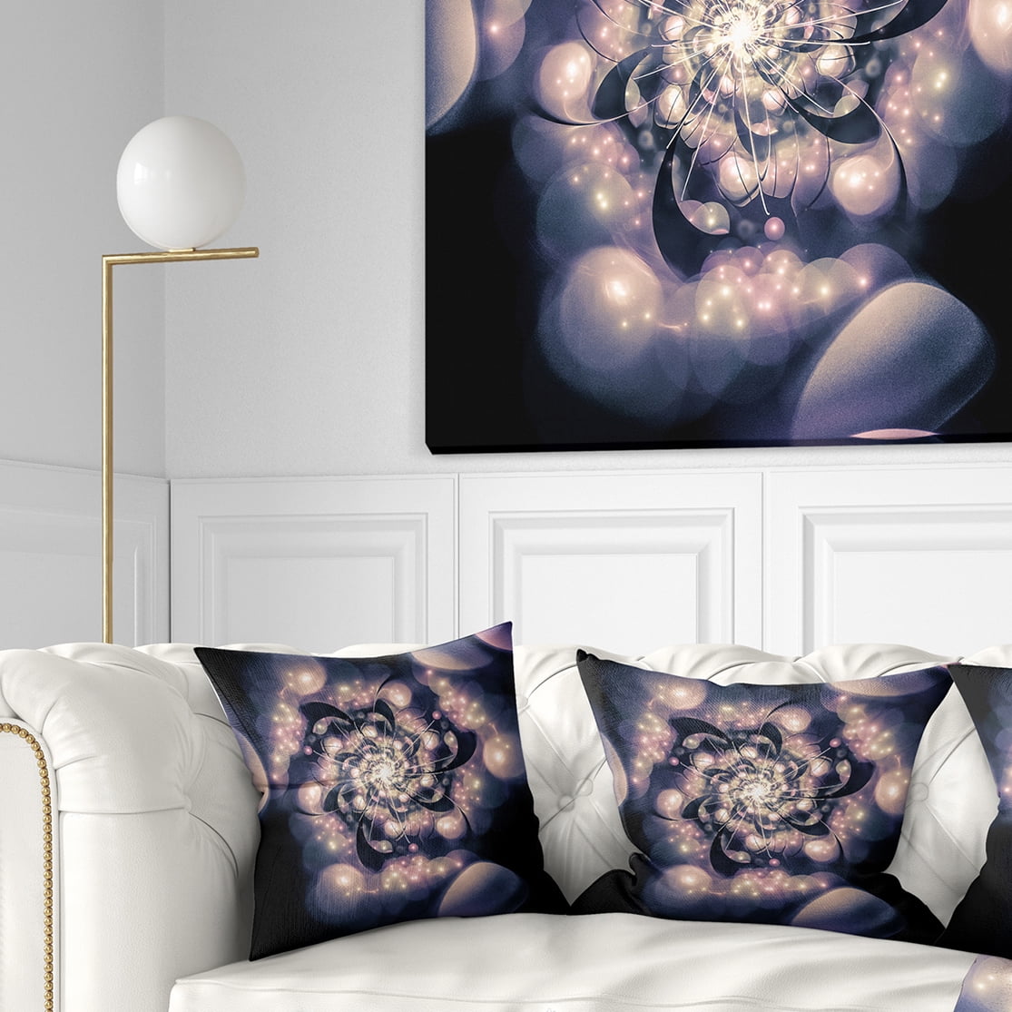 Designart Light Blue Fractal Flower Pattern - Floral Throw Pillow - 18x18
