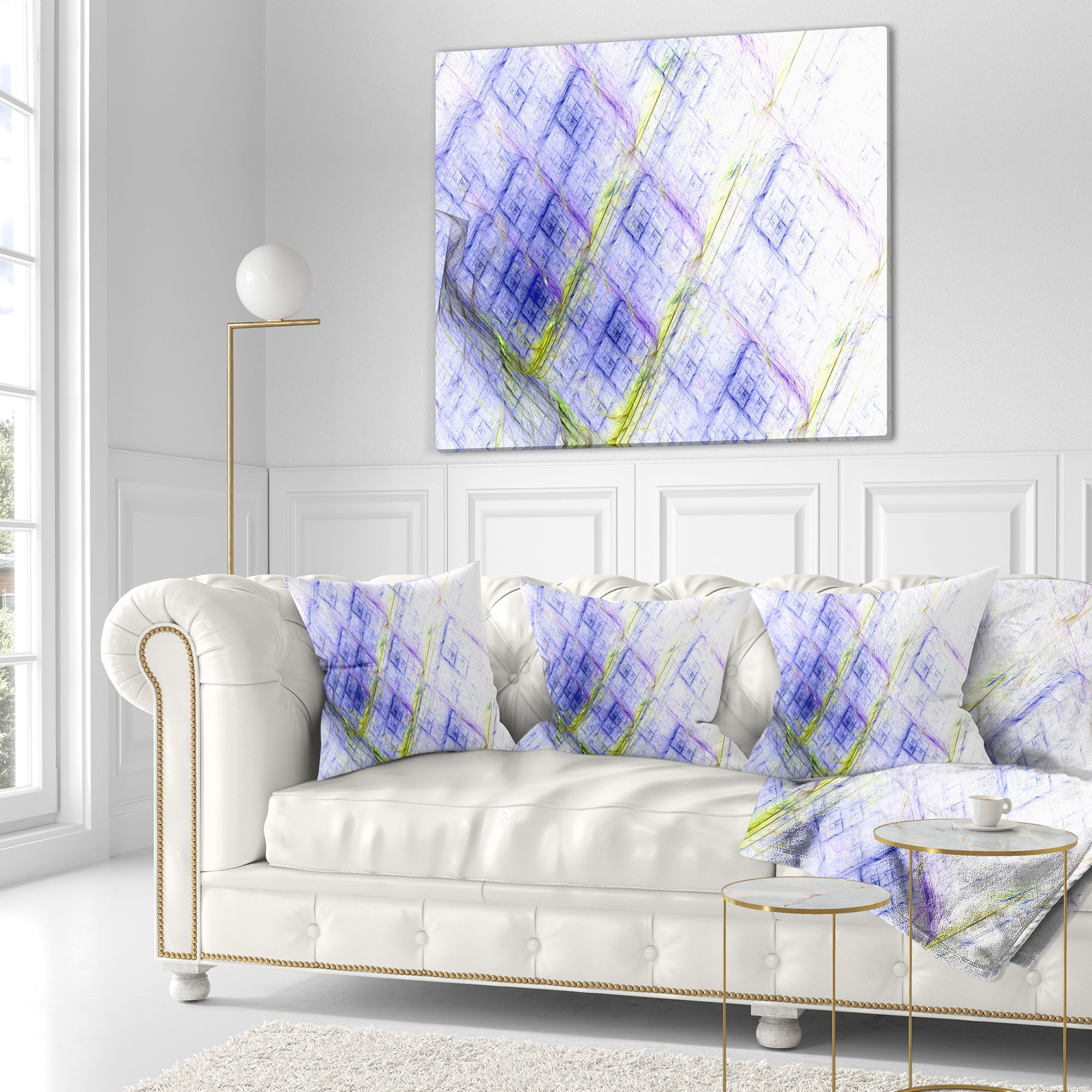Designart Light Blue Fractal Grill - Abstract Throw Pillow - 18x18
