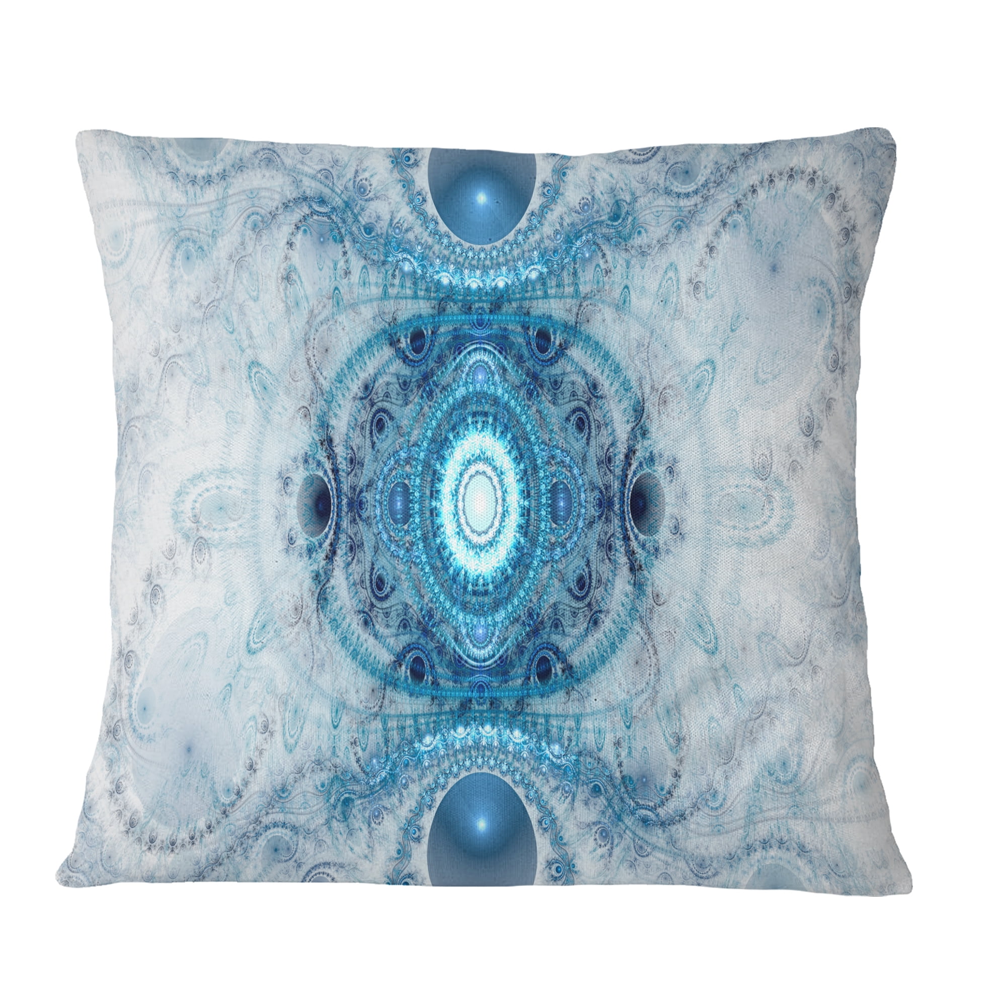 Designart Light Blue Fractal Pattern - Abstract Throw Pillow - 18x18