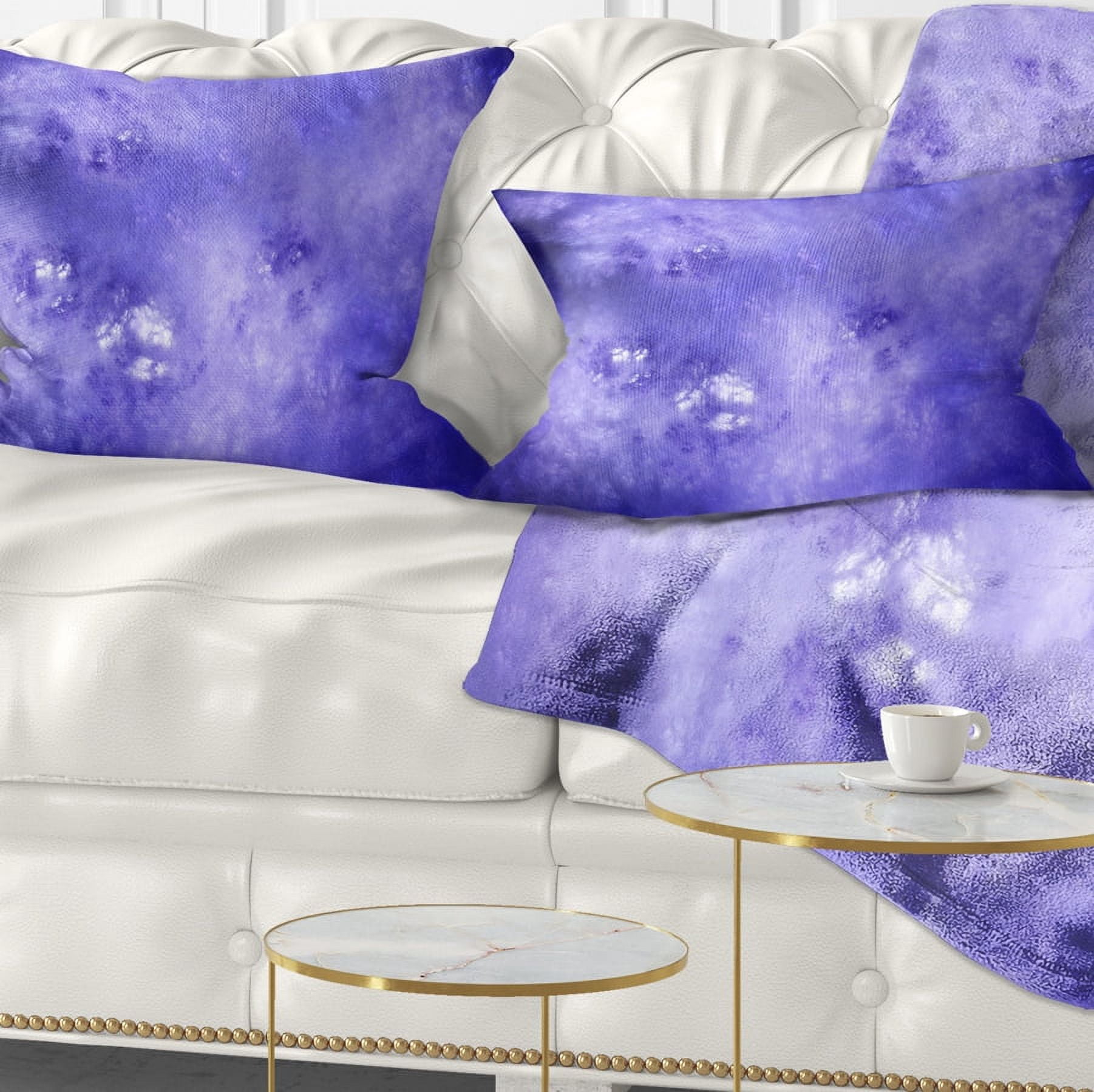 Designart Light Blue Fractal Sky with Stars - Abstract Throw Pillow - 12x20