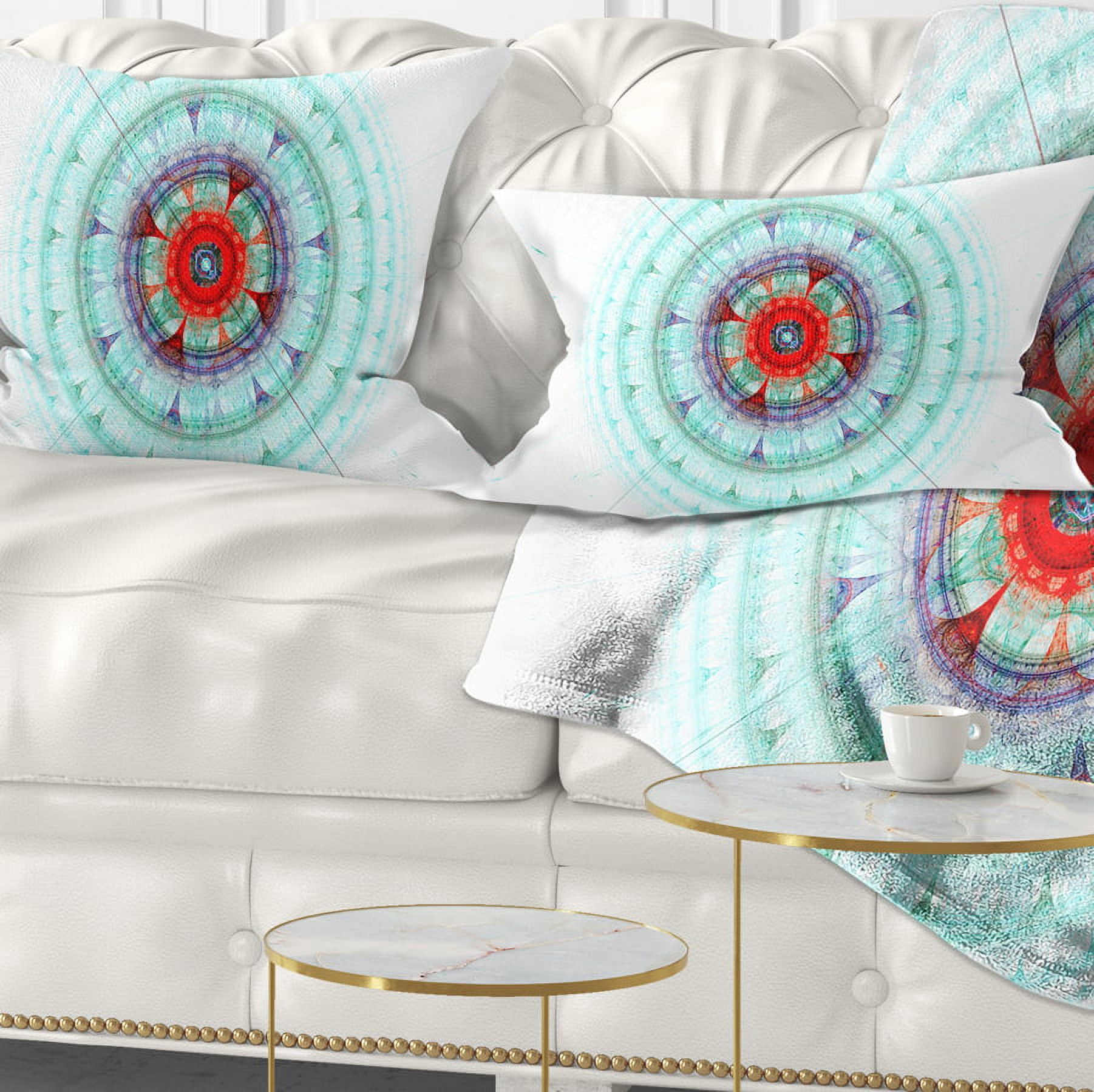 Designart Light Blue Fractal Sphere - Abstract Throw Pillow - 12x20