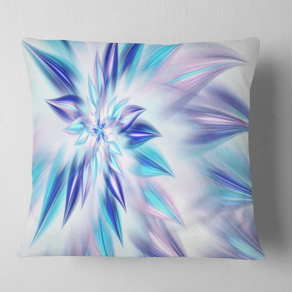 Designart Light Blue Fractal Spiral Flower - Abstract Throw Pillow - 16x16
