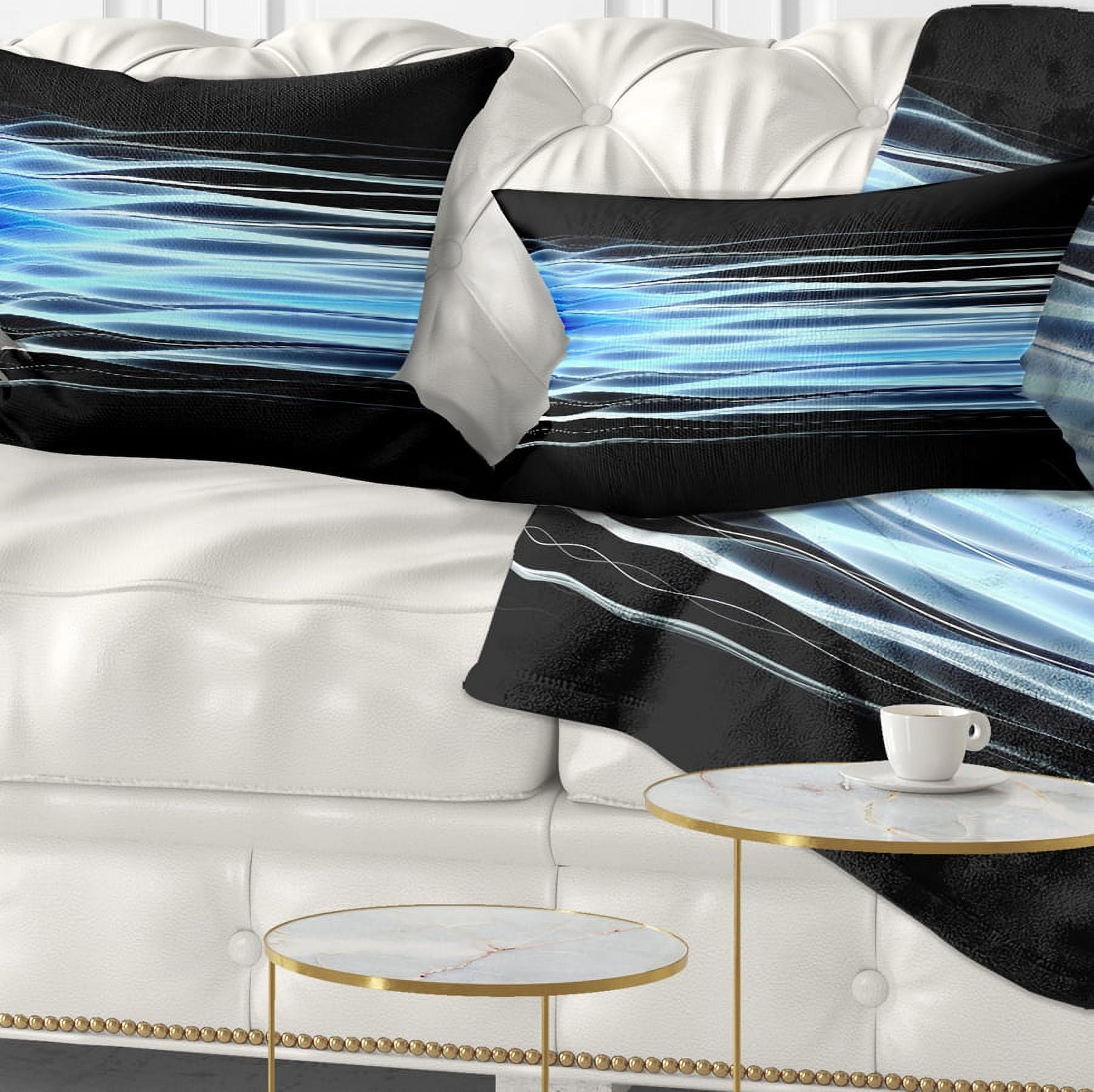 Designart Light Blue Fractal Waves - Abstract Throw Pillow - 12x20