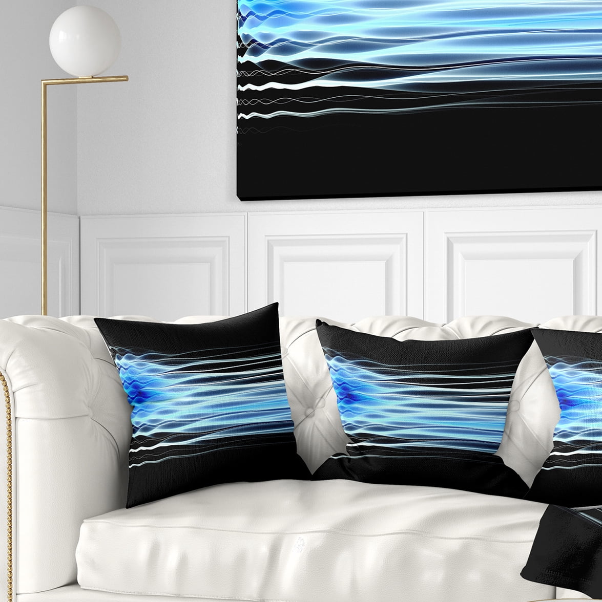 Designart Light Blue Fractal Waves - Abstract Throw Pillow - 18x18