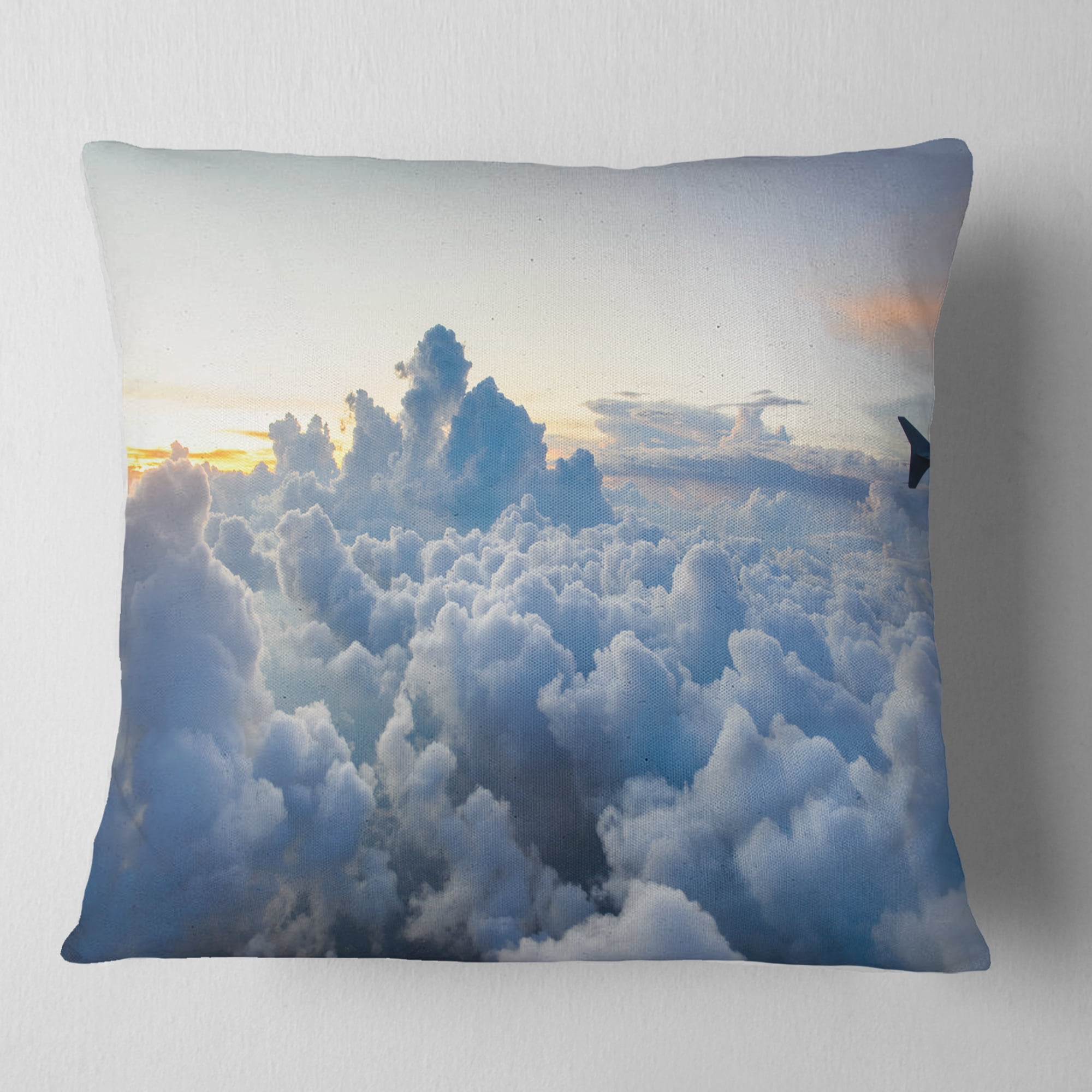 Designart Light Blue Heavy Clouds in Sky - Contemporary Landscape Printed Throw Pillow - 18x18