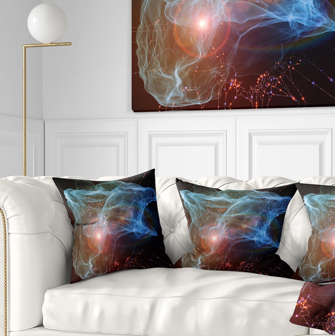 Designart Light Blue Lights of Network - Abstract Throw Pillow - 16x16