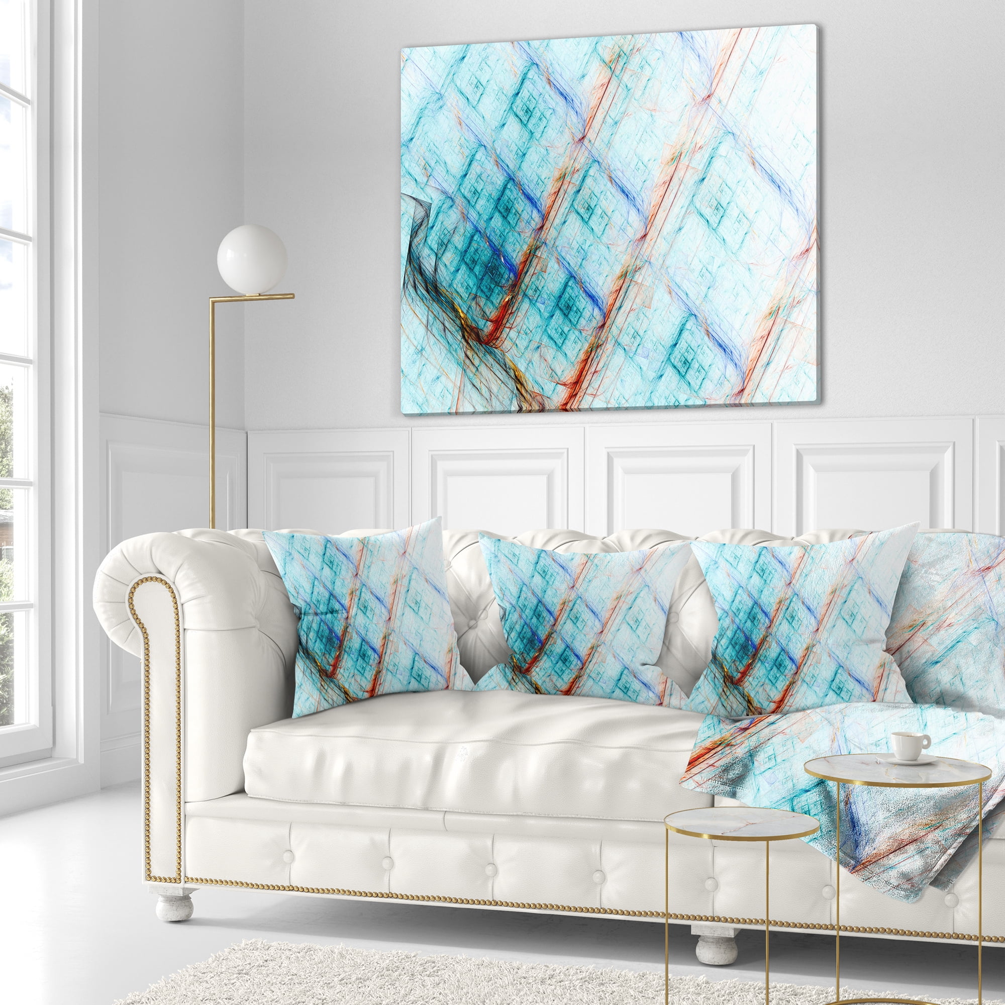 Designart Light Blue Metal Grill - Abstract Throw Pillow - 16x16
