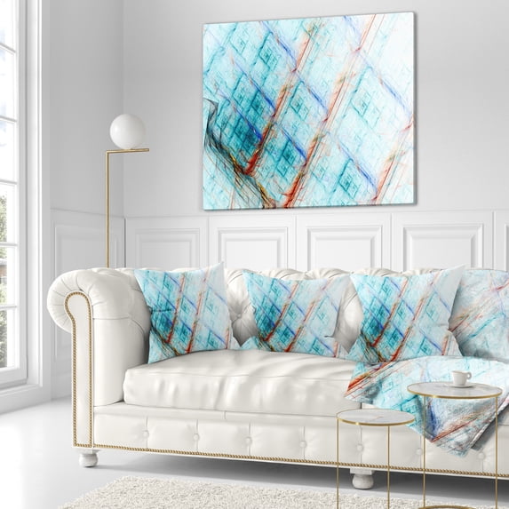 Designart Light Blue Metal Grill - Abstract Throw Pillow - 16x16