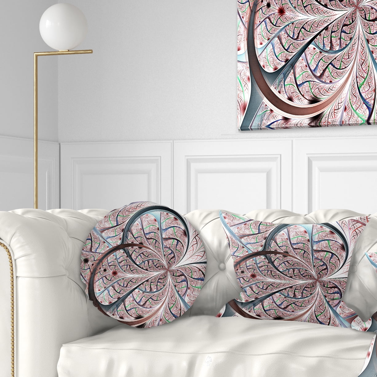 Designart Light Blue Purple Digital Art Fractal Flower - Floral Throw Pillow - 12x20
