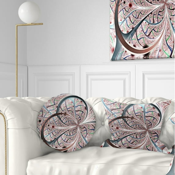 Designart Light Blue Purple Digital Art Fractal Flower - Floral Throw Pillow - 12x20