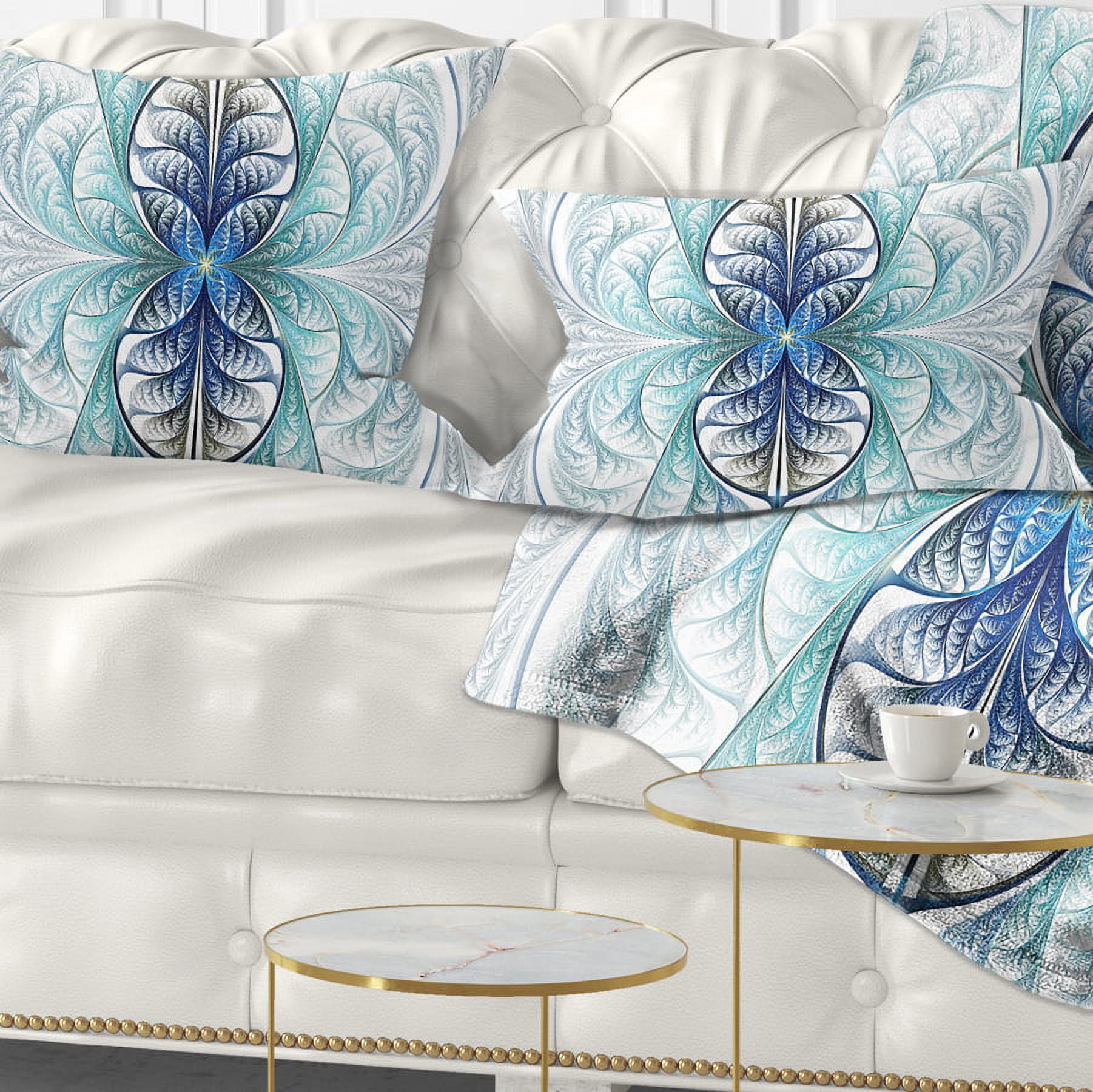 Designart Light Blue Stained Glass Texture - Abstract Throw Pillow - 12x20
