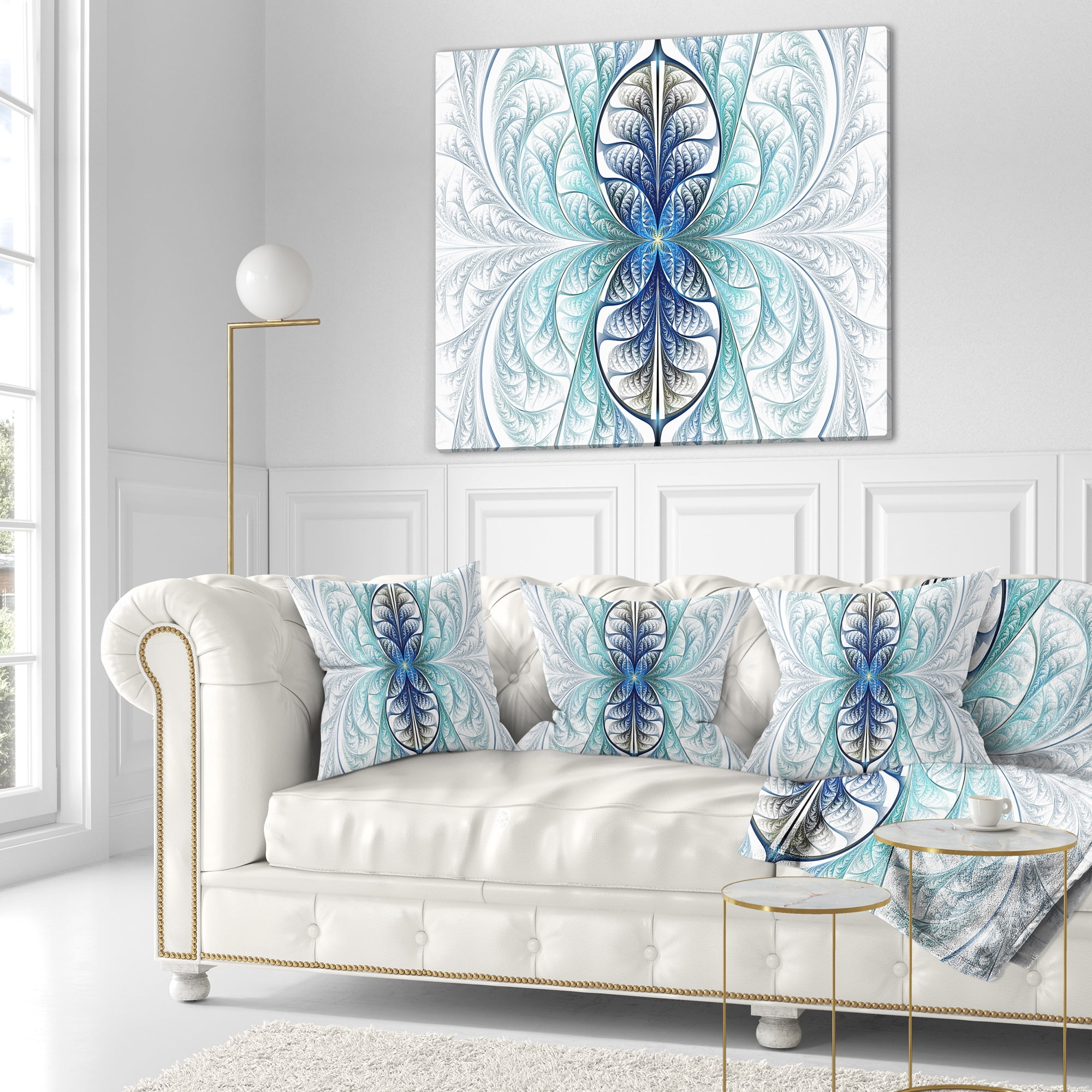 Designart Light Blue Stained Glass Texture - Abstract Throw Pillow - 18x18