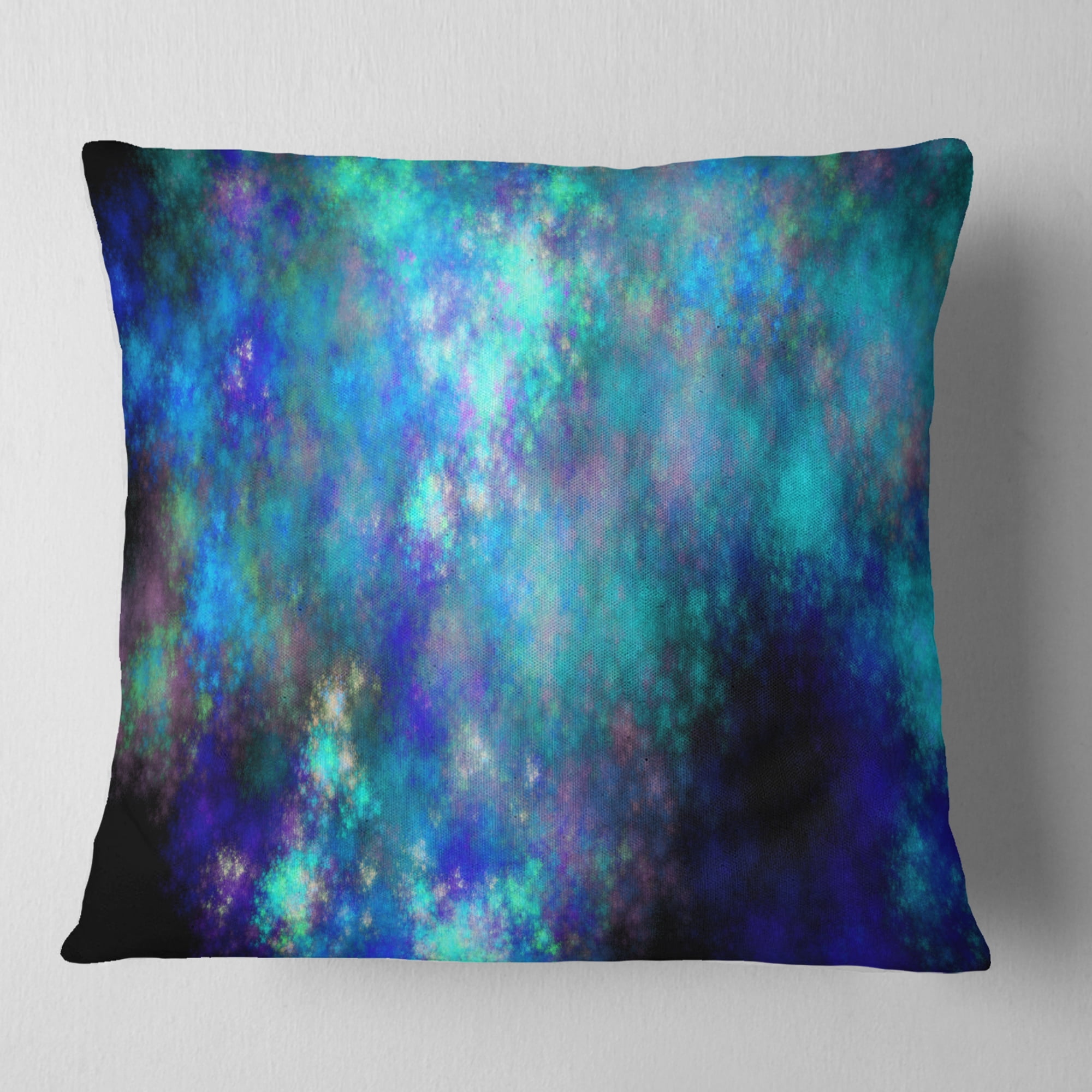 Designart Light Blue Starry Fractal Sky - Contemporary Throw Pillow - 16x16