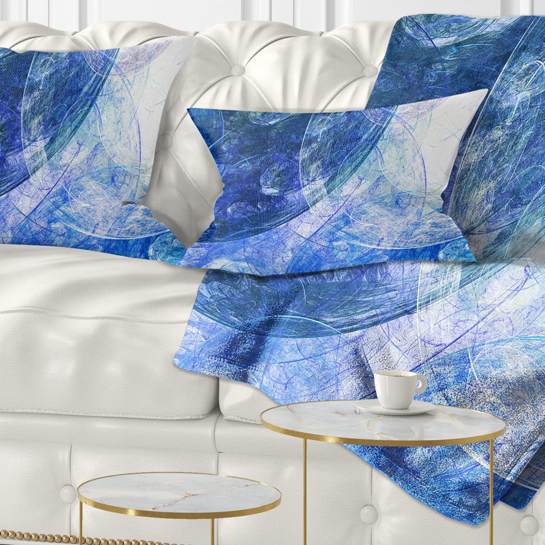 Designart Light Blue Swirling Clouds - Abstract Throw Pillow - 12x20