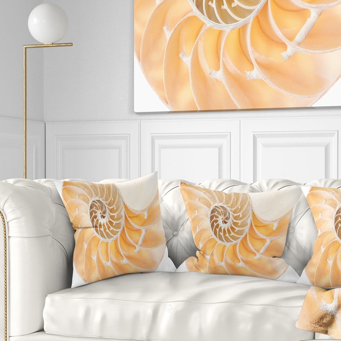 Designart Light Brown Nautilus Shell - Contemporary Throw Pillow - 16x16