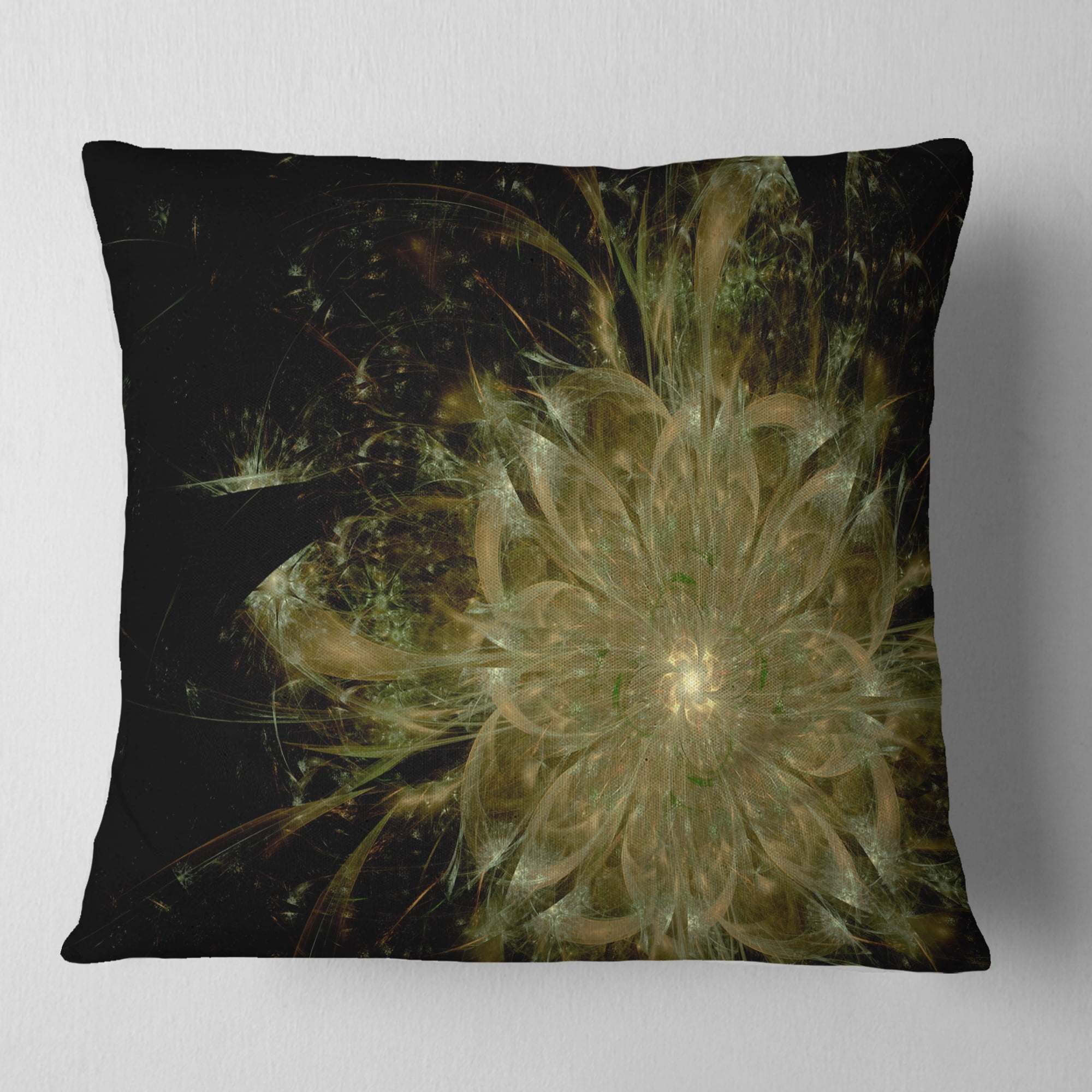 Designart Light Brown Symmetrical Fractal Flower - Floral Throw Pillow - 18x18