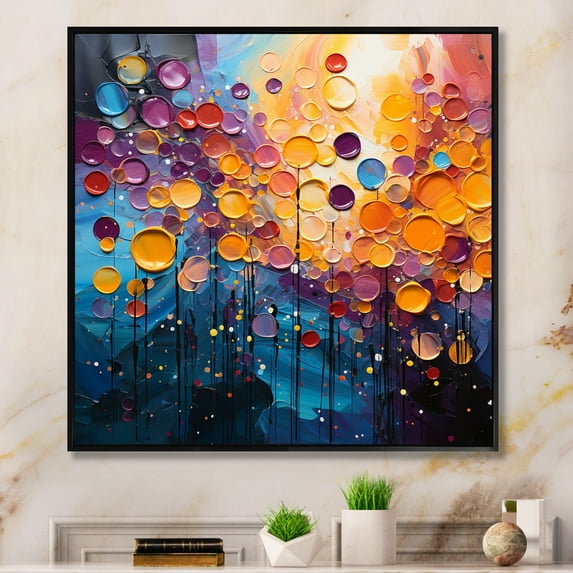 Designart "Light Dance" Abstract Collages Floater Framed Wall Decor