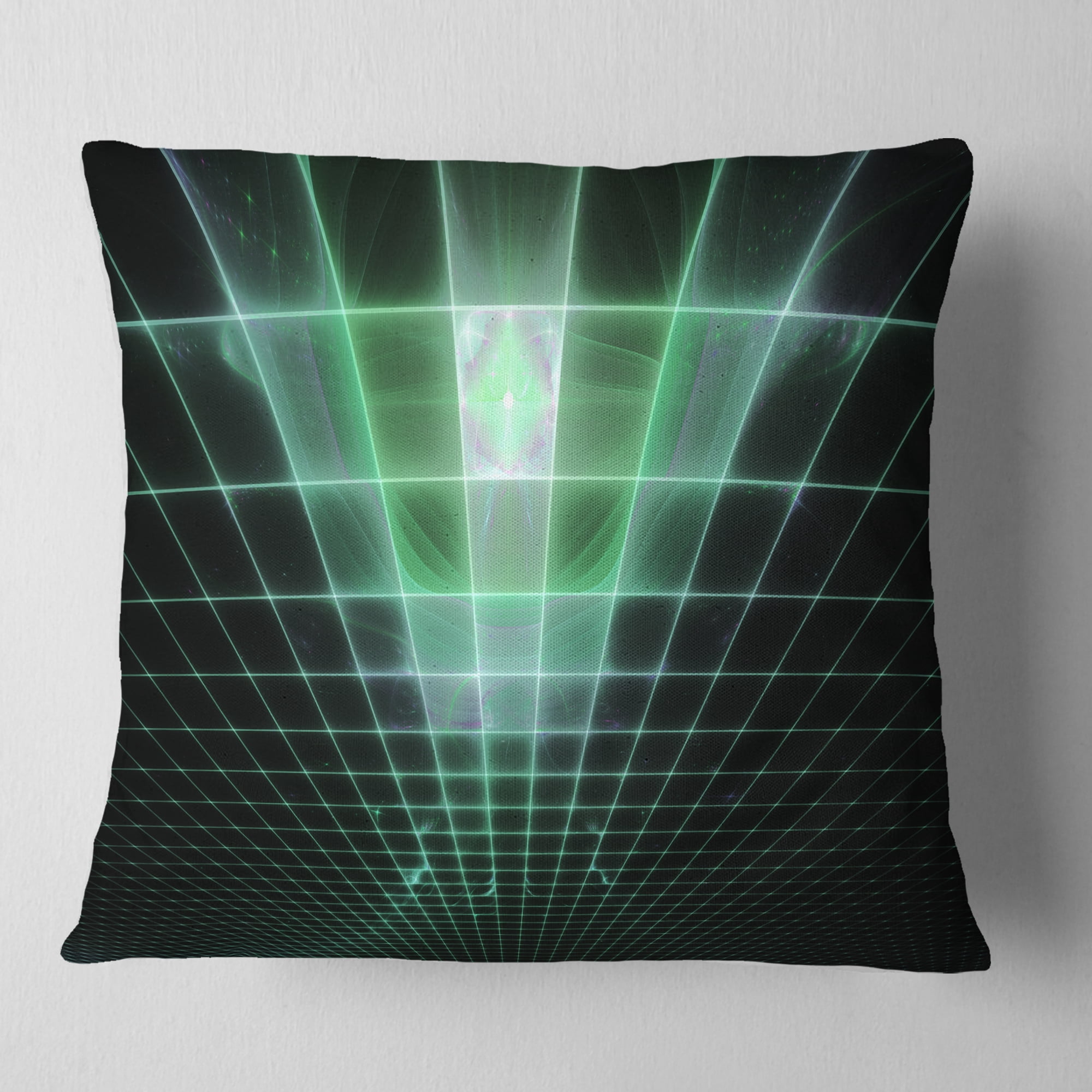 Designart Light Green Bat on Radar Screen - Abstract Throw Pillow - 16x16